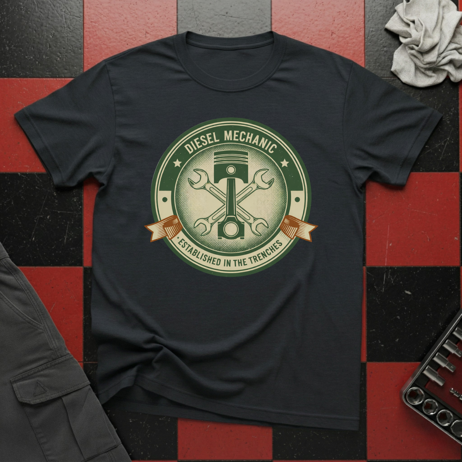 Diesel Mechanic Established in the Trenches T-Shirt