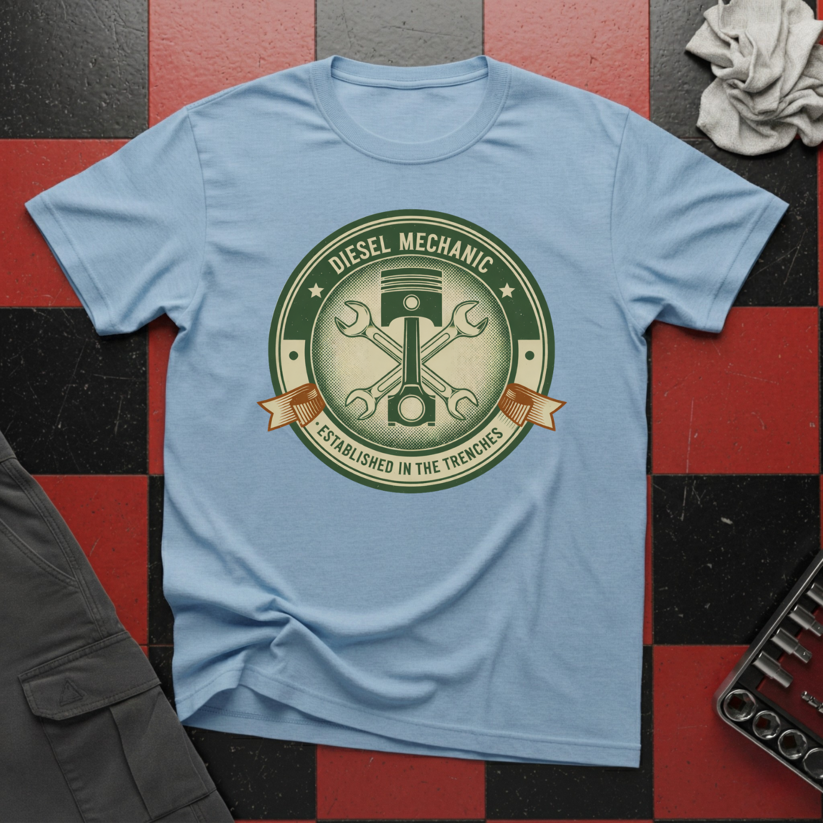 Diesel Mechanic Established in the Trenches T-Shirt