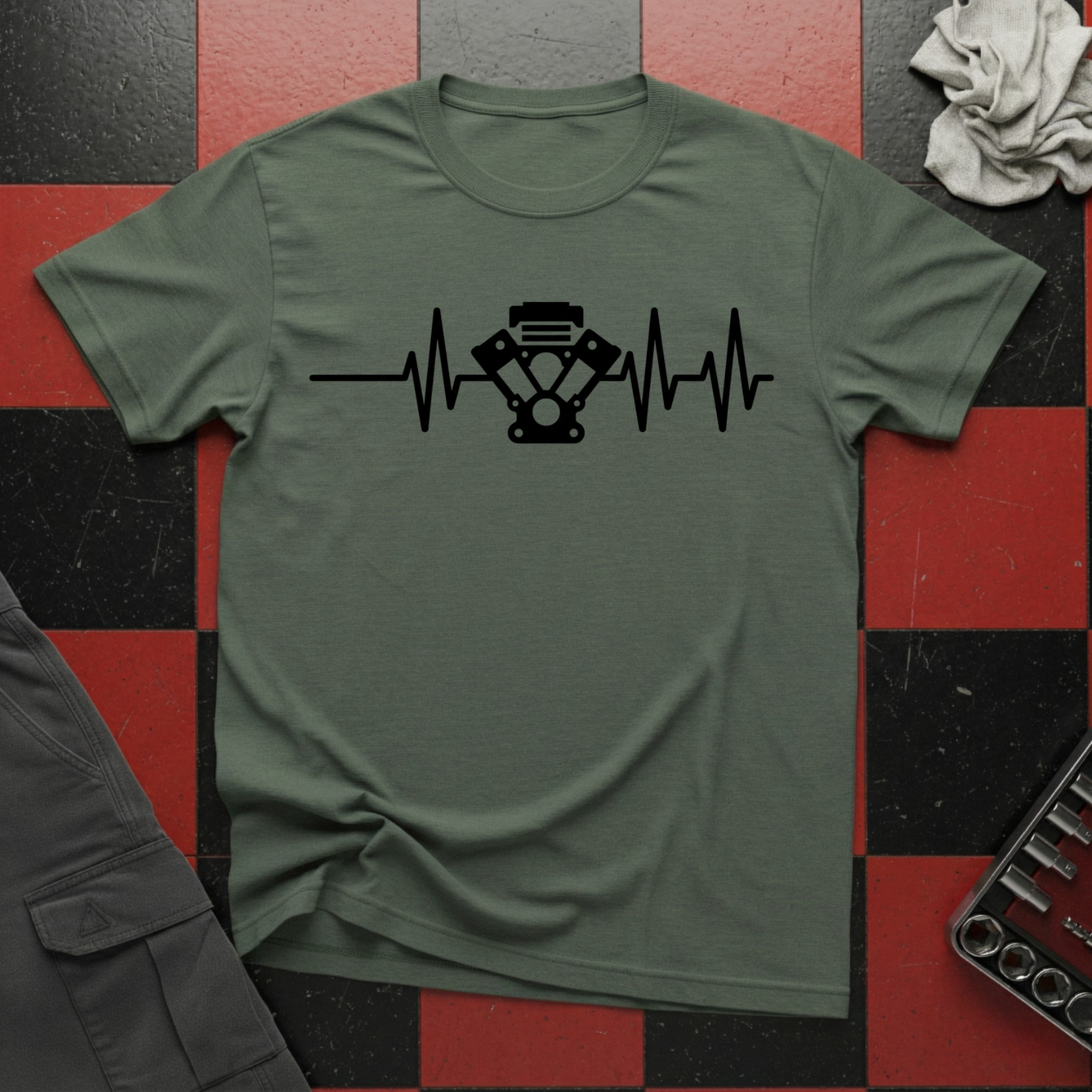 Engine Block Heartbeat T-Shirt