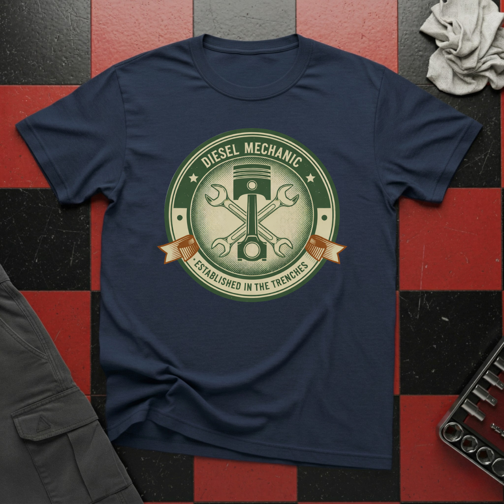 Diesel Mechanic Established in the Trenches T-Shirt