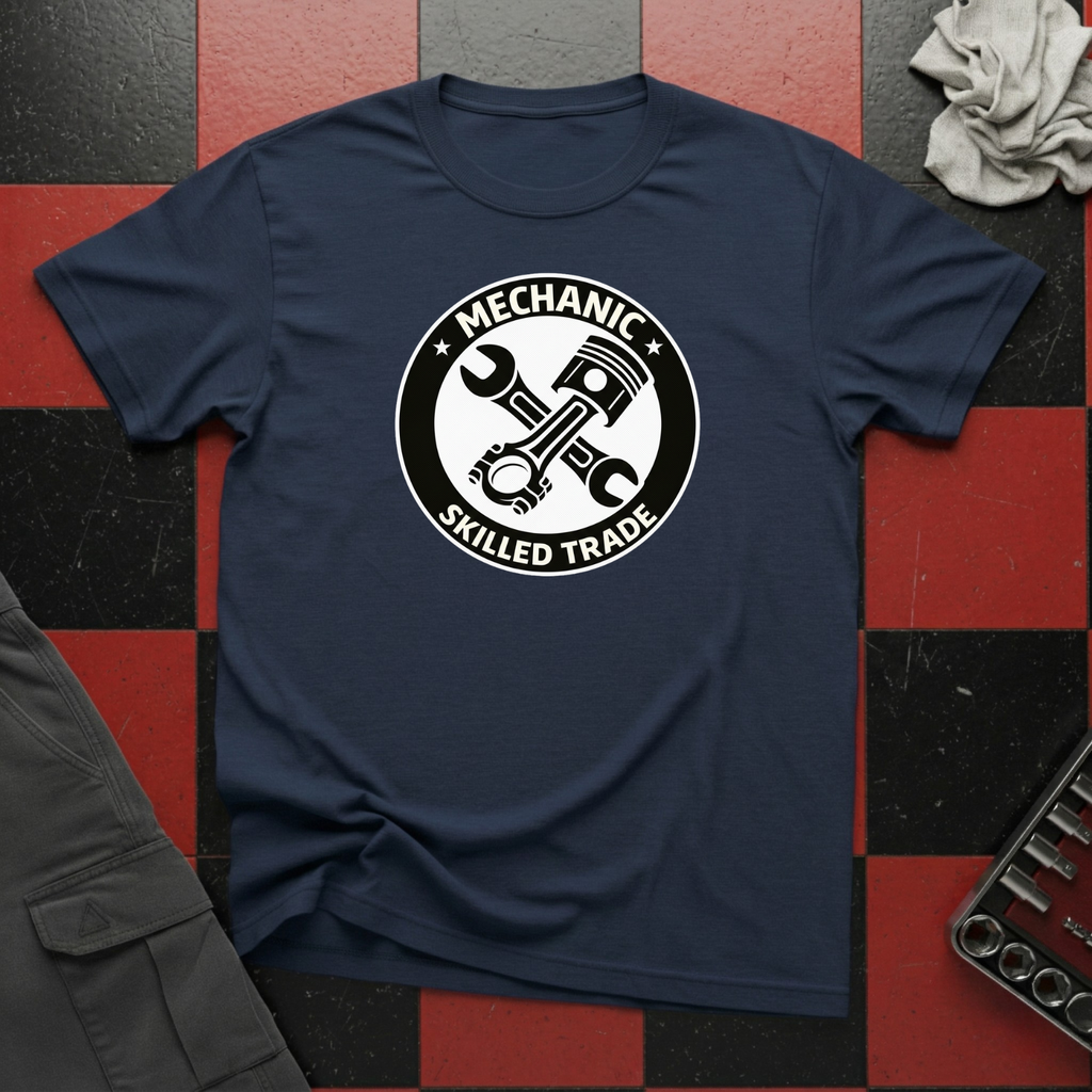 Skilled Trade Piston and Spanner Cross T-Shirt