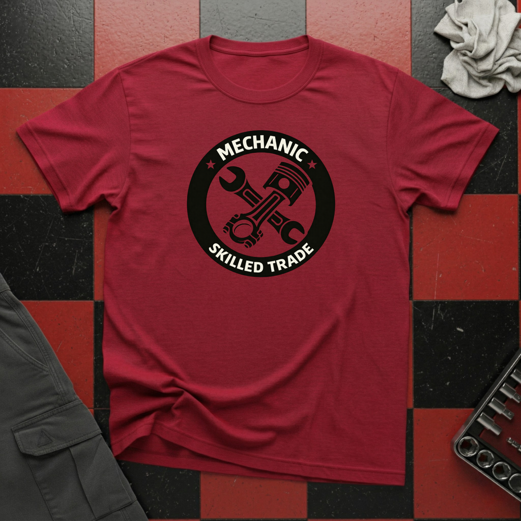 Skilled Trade Piston and Spanner Cross T-Shirt