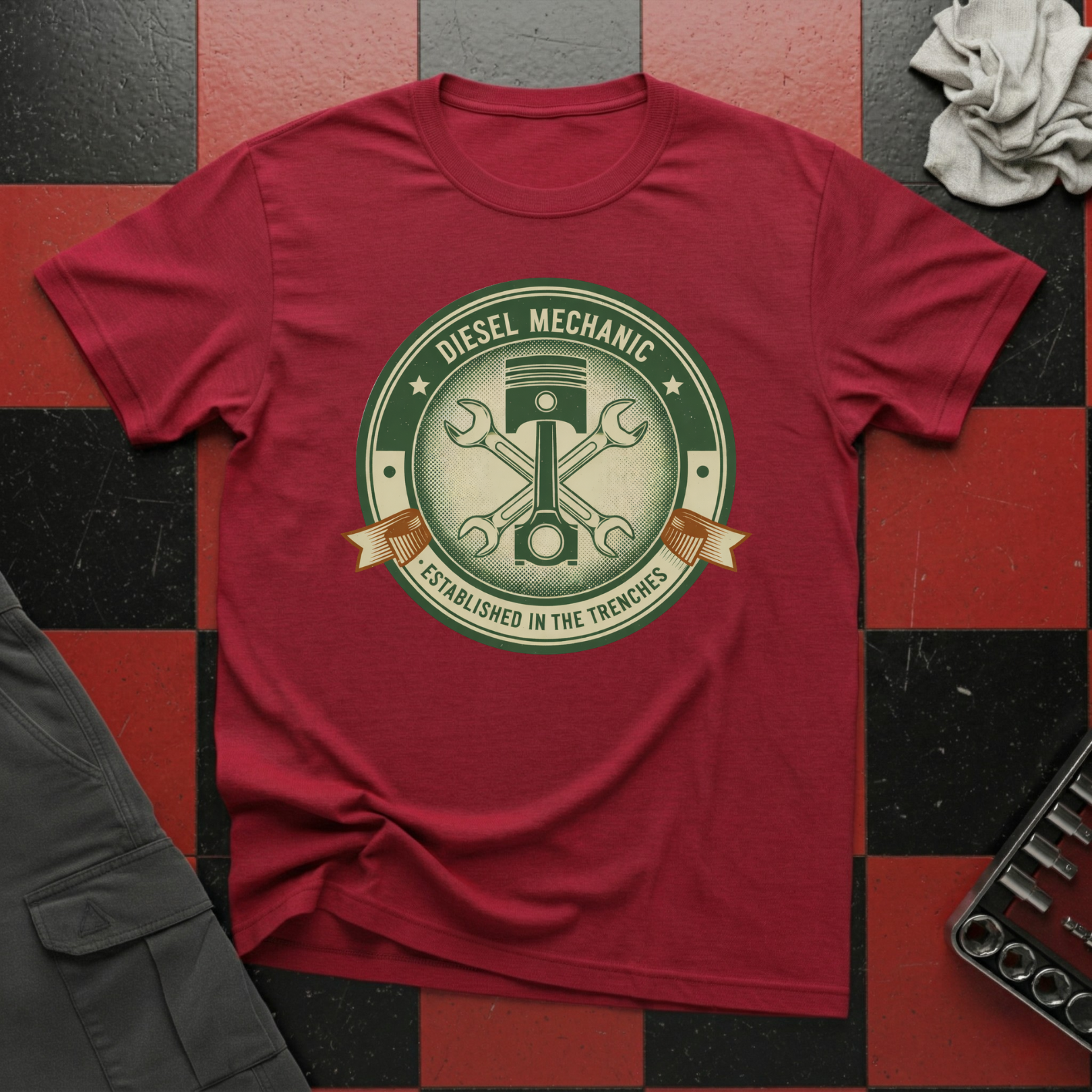Diesel Mechanic Established in the Trenches T-Shirt