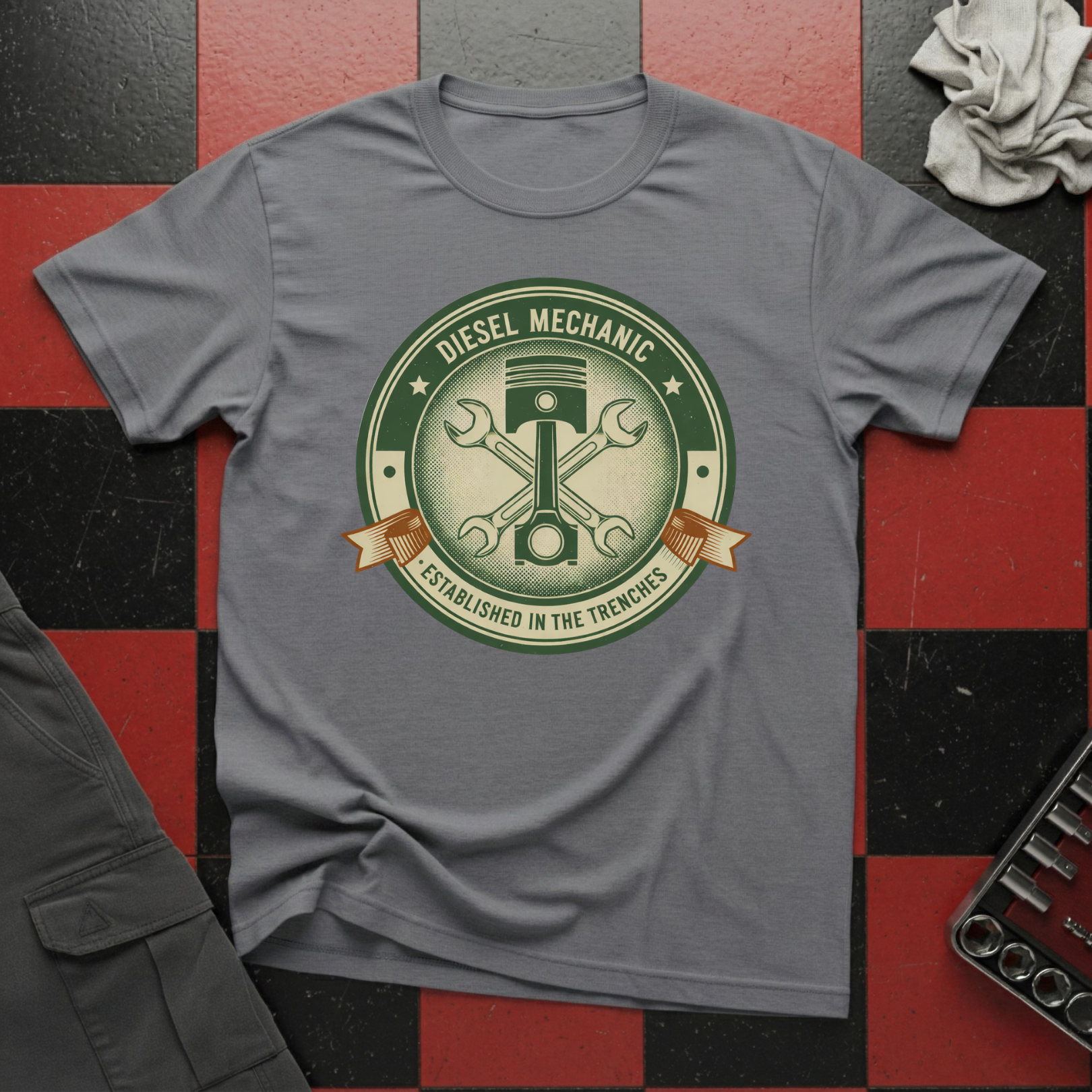 Diesel Mechanic Established in the Trenches T-Shirt