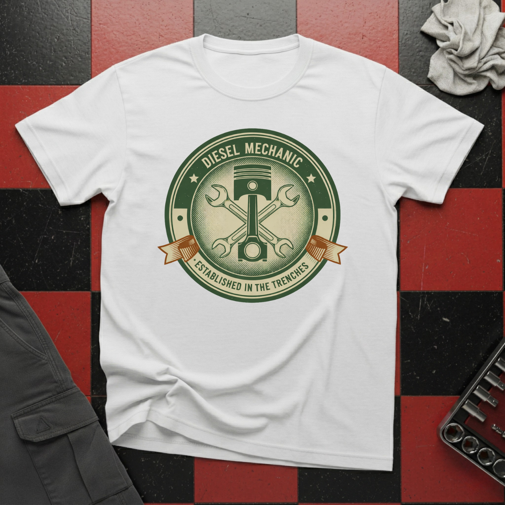 Diesel Mechanic Established in the Trenches T-Shirt